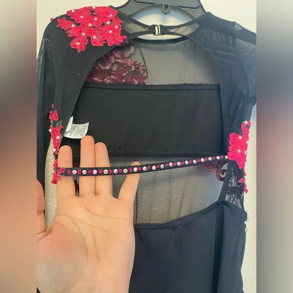 WEISSMAN illusion Dance Costume black hot pink custom leotard MT10406 MC child